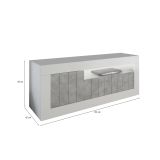 Mobile TV bianco lucido,cemento 138x42x56h cm 3 ante - Iole