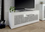 Mobile TV bianco lucido,cemento 138x42x56h cm 3 ante - Iole