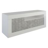 Mobile TV bianco lucido,cemento 138x42x56h cm 3 ante - Iole