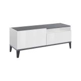 Mobile TV bianco lucido e ardesia 120x40x47h cm in legno - Atris