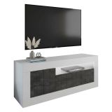 Mobile TV bianco lucido e ardesia 138x42x56h cm 3 ante - Iole
