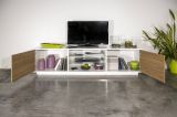 Mobile TV bianco lucido e noce 180x41x46h cm 2 ante - Lola