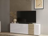 Mobile TV bianco lucido e rovere 181x44x59h cm 3 ante - Sidr