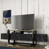 Mobile TV nero e oro 160x46x49h cm in legno - Jo