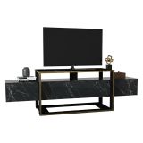 Mobile TV nero e oro 160x46x49h cm in legno - Jo