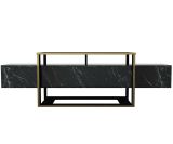 Mobile TV nero e oro 160x46x49h cm in legno - Jo