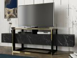 Mobile TV nero e oro 160x46x49h cm in legno - Jo