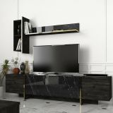 Mobile TV nero e oro 180x32x45h cm 3 ante - Beinasco