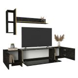 Mobile TV nero e oro 180x32x45h cm 3 ante - Beinasco