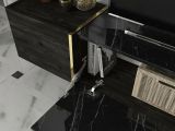 Mobile TV nero e oro 180x32x45h cm 3 ante - Beinasco