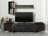 Mobile TV nero e oro 180x32x45h cm 3 ante - Beinasco