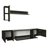 Mobile TV nero e oro 180x32x45h cm 3 ante - Beinasco