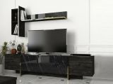 Mobile TV nero e oro 180x32x45h cm 3 ante - Beinasco