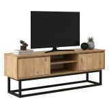 Mobile TV nero e quercia 180x40x50h cm in legno - Kira