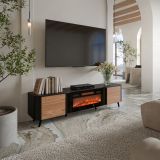 Mobile TV nero,noce 190x40x58h cm 2 ante - Vicino