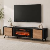 Mobile TV nero,noce 190x40x58h cm 2 ante - Vicino