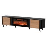 Mobile TV nero,noce 190x40x58h cm 2 ante - Vicino