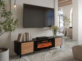 Mobile TV nero,noce 190x40x58h cm 2 ante - Vicino