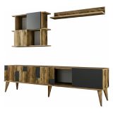 Mobile TV noce e antracite 180x33x48h cm 4 ante - Dora