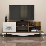 Mobile TV noce e bianco 130x45x50h cm in legno - Assolo