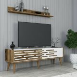 Mobile TV noce e bianco 140x45x35h cm 2 ante - Arsiero