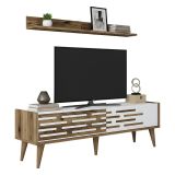 Mobile TV noce e bianco 140x45x35h cm 2 ante - Arsiero
