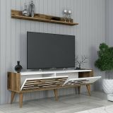 Mobile TV noce e bianco 140x45x35h cm 2 ante - Arsiero