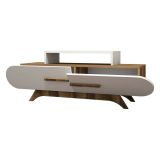 Mobile TV noce e bianco 145x36x49h cm 2 ante - Baghdad