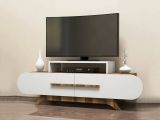Mobile TV noce e bianco 145x36x49h cm 2 ante - Baghdad