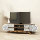 Mobile TV noce e bianco 145x37x37h cm 2 ante - Matsu