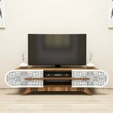 Mobile TV noce e bianco 145x37x37h cm 2 ante - Matsu