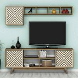 Mobile TV noce e bianco 160x35x56h cm 3 ante - Drusilla