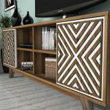 Mobile TV noce e bianco 160x35x56h cm 3 ante - Drusilla