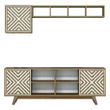 Mobile TV noce e bianco 160x35x56h cm 3 ante - Drusilla