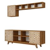 Mobile TV noce e bianco 160x35x56h cm 3 ante - Drusilla