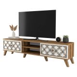 Mobile TV noce e bianco 180x35x44h cm 2 ante - Teia