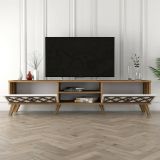 Mobile TV noce e bianco 180x35x44h cm 2 ante - Teia