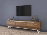 Mobile TV noce e bianco 180x35x48h cm 3 ante - Apatite