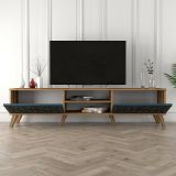 Mobile TV noce e blu 180x35x44h cm 2 ante - Albonese