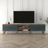 Mobile TV noce e blu 180x35x44h cm 2 ante - Albonese