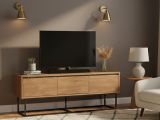 Mobile TV noce e nero 140x40x50h cm 2 ante e 3 cassetti - Iginia