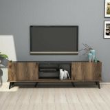 Mobile TV noce e nero 180x34x52h cm 2 ante - Paine