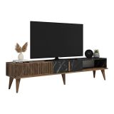 Mobile TV noce e nero 180x35x40h cm in legno - Gordon