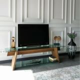 Mobile TV noce e verde 158x40x45h cm in legno - Amorosi