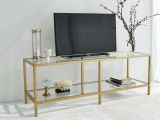Mobile TV oro 130x40x45h cm in metallo - Donata