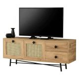 Mobile TV quercia e nero 140x40x60h cm 2 ante e 2 cassetti - Apollinare