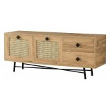 Mobile TV quercia e nero 140x40x60h cm 2 ante e 2 cassetti - Apollinare