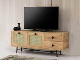 Mobile TV quercia e nero 140x40x60h cm 2 ante e 2 cassetti - Apollinare