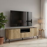 Mobile TV quercia e nero 147x41x54h cm 2 ante e 1 cassetto - Duchi
