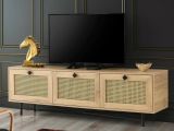 Mobile TV quercia e nero 180x40x60h cm 3 ante - Assemini
